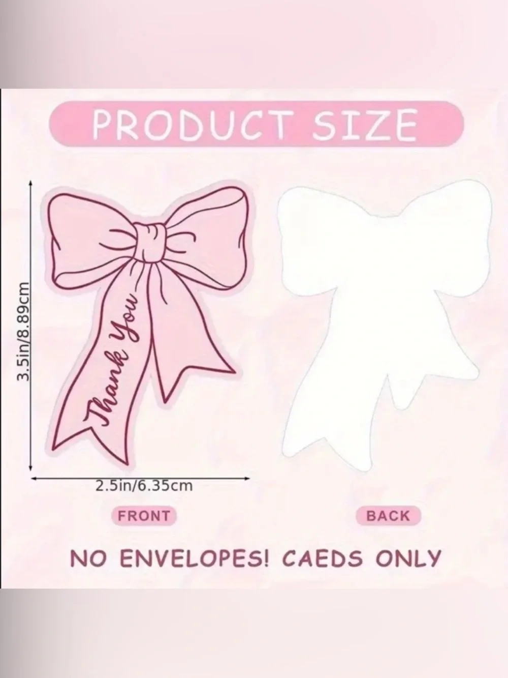 Pink Bow Thank You Cards, NEW, tax deductible, 50 pcs.